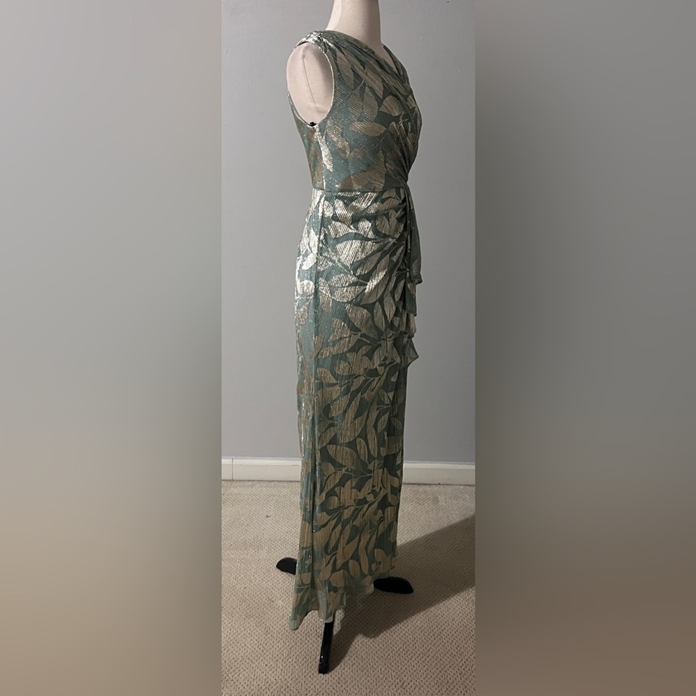 NWT Adrianna Papell Foiled Asymmetrical Evening Gown | Size 4P - Picture 9 of 12